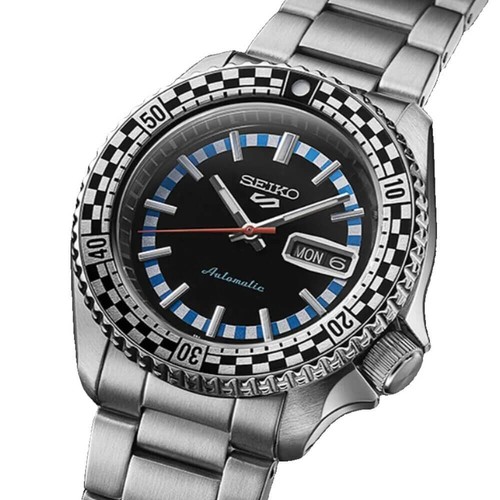 Pre-owned Seiko 5 Sports Special Edition Black Checkered Automatic Watch Srpk67