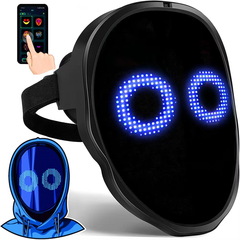 Led Mask with Bluetooth App Control Programmable Face Transforming Light up Hall