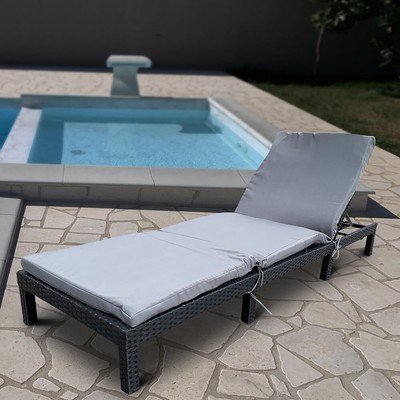 Sonnenliege Gartenliege Liegestuhl Schwarz Polyrattan Sonnen Garten Rattanmöbel