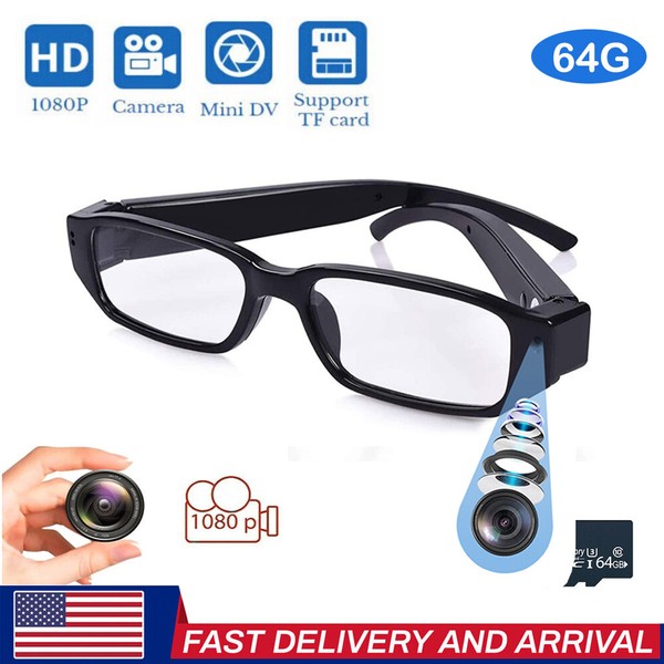64GB 1080P Video Camera Recorder Camera Glasses Mini DVR Sports Running Eyeglass