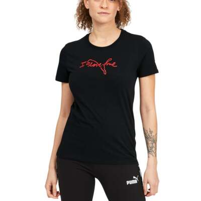 

Puma I Love Me футболка с круглым вырезом и короткими рукавами, женская, размер , спортивная, Ca, Черный
