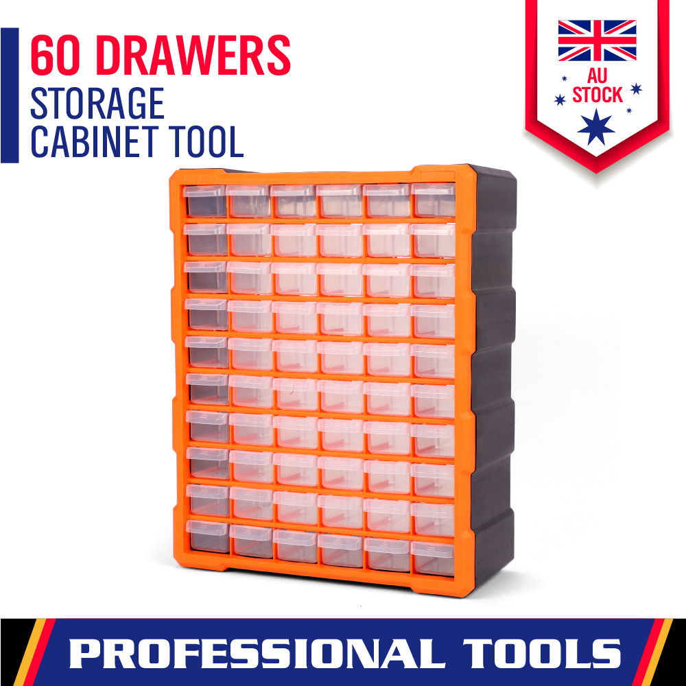 60 Drawer Tool Storage Bin Part Cabinet Box Chest Plastic