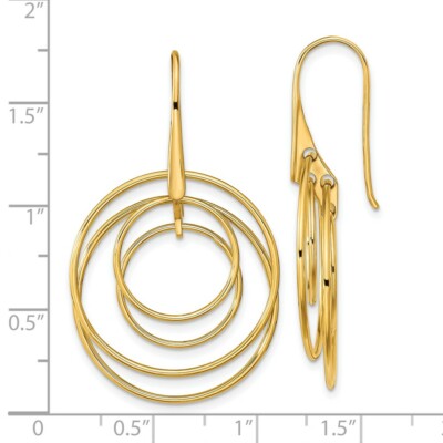 Pre-owned Skyjewelers Real 14kt Yellow Gold Polished Circles Dangle Earrings