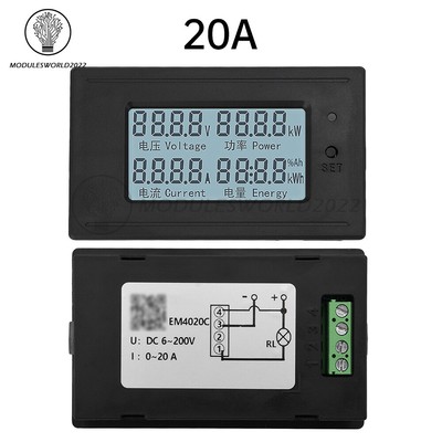DC6-200V Digital Coulomb Meter Voltage Current Power Meter Energy Indicator US