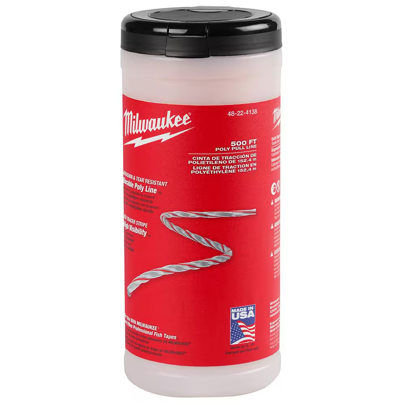 Milwaukee Poly Pull Line 500ft Electrical Wire Cable Fish Tape 210lb Tensile