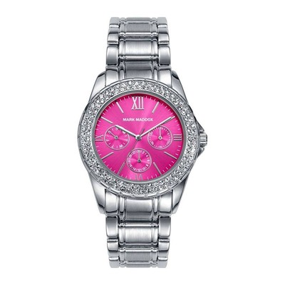 MARK MADDOX Ladies 30m Chronograph MM7004-73 Pink Silver Rhinestone Watch Metal