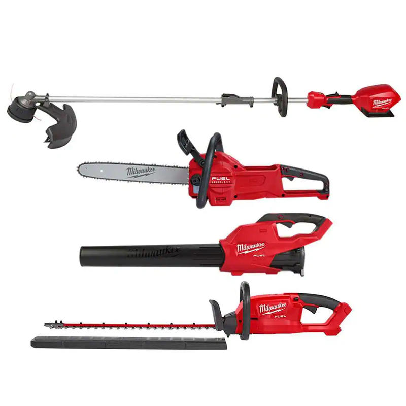 Cordless Brushless String Grass Trimmer, Blower Hedge Trimmer Chainsaw Combo Kit