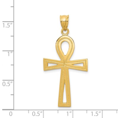 Pre-owned Superdealsforeverything Real 14kt Yellow Gold Ankh Cross Charm