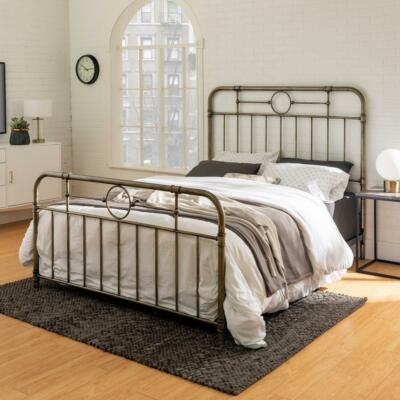 W Headboard Footboard Bohemian Metal Pipe Antique Bronze