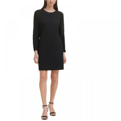 New $109 Tommy Hilfiger  Women's Short Long Sleeve Round Neck Sheath Dress A6970