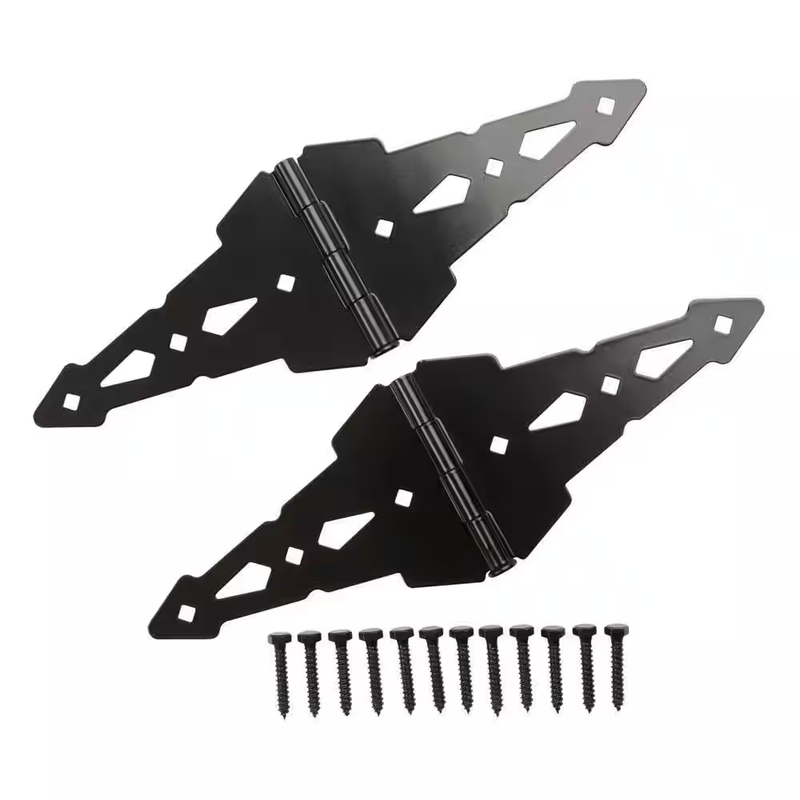 Everbilt Strap Hinges 8 in Black Heavy Duty Decorative Gate Door Shed 2 Pk Steel