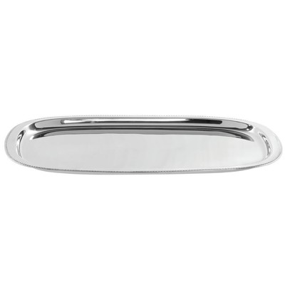 HUBERT Serving Tray Stainless Steel Rectangular with Beaded Edge - 18'' L x 13