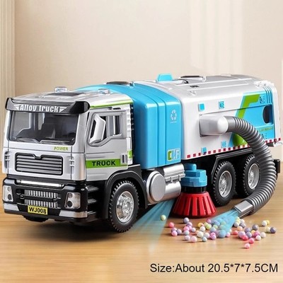 Electric Vacuum Cleaner Sweeper Garbage Truck Model Toy Alloy Diecast Light Soun