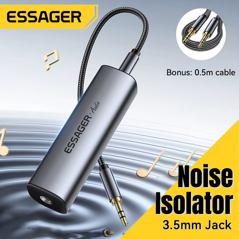 3.5mm Aux Cable Audio Noise Filter Ground Loop Noise Isolator Eliminate Cancelli