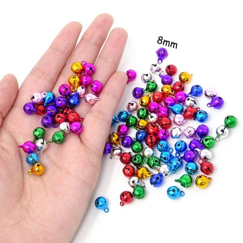 Honbay 100PCS 8mm Assorted Color Copper Bell Jingle Small Mini for Jewelry...