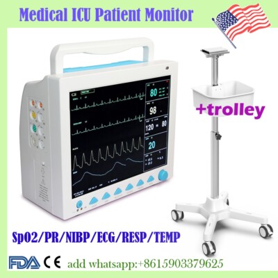 CONTEC ICU/CCU Patient Monitor Vital Signs Monitor 7 Parameters with Trolly Cart