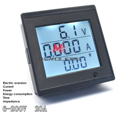 DC6-200V 20A Digital Voltmeter Ammeter Voltage Amp Current Meter Power Tester