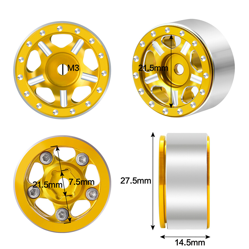 FLYXM 4PCS Wheel Rims Tires Kit For RC Kyosho MINI-Z 4x4 1/18 Jimny 1/24 SCX24