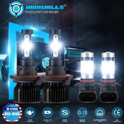 For Dodge Nitro 2007-2009 6000K 4-SIDES LED Headlights High/Low + Fog Bulb Combo