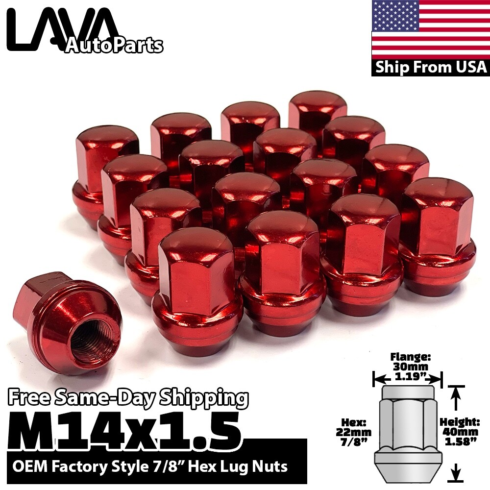 XWAG PRODUCTS X-TAGE WALNUT【ROUND M】 20x Red 14x1.5 Lug Nut Fit Ford Edge Mustang Explorer MKX