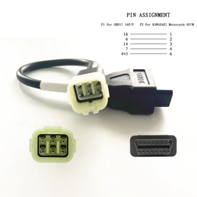 16PIN OBD2 Connector Diagnostic Adapter Scan Cable For SUZUKI Honda Motorcycle