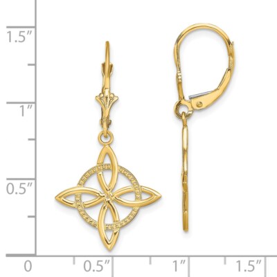 Pre-owned Diamond2deal 14k Yellow Gold Small Celtic Eternity Knot Drop And Dangle Earrings For Women