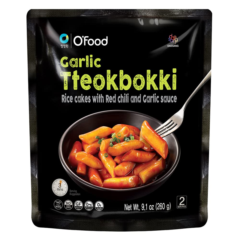O'Food Tteokbokki Korean Rice Cakes with Garlic Sauce, Authe