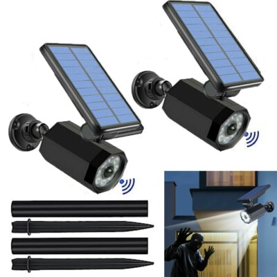 2PCS Solar Powered Motion Security Spotlight Light Outdoor Waterproof Rotatable