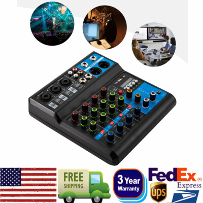 5-Channel Mixing Console Live Studio Audio DJ Mixer Sound Board USB Interface