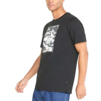 

Puma Box Logo Camo Crew Neck Футболка с коротким рукавом Мужские черные повседневные топы 849085-0, Черный, Puma Box Logo Camo Crew Neck Short Sleeve TShirt