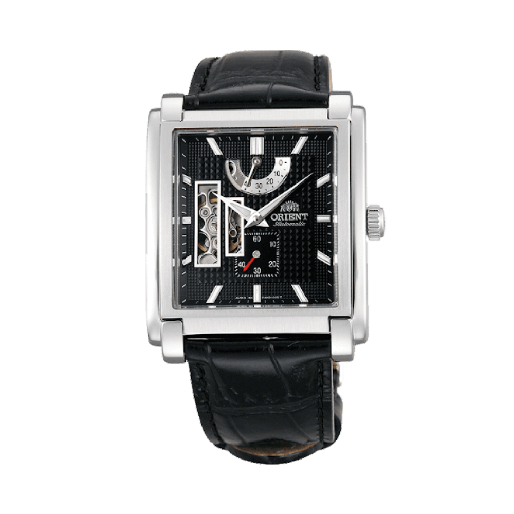 Pre-owned Orient Rare  Noble Tank Skeleton Automatic Pri Black Dial Small Seconds Cfhad002b