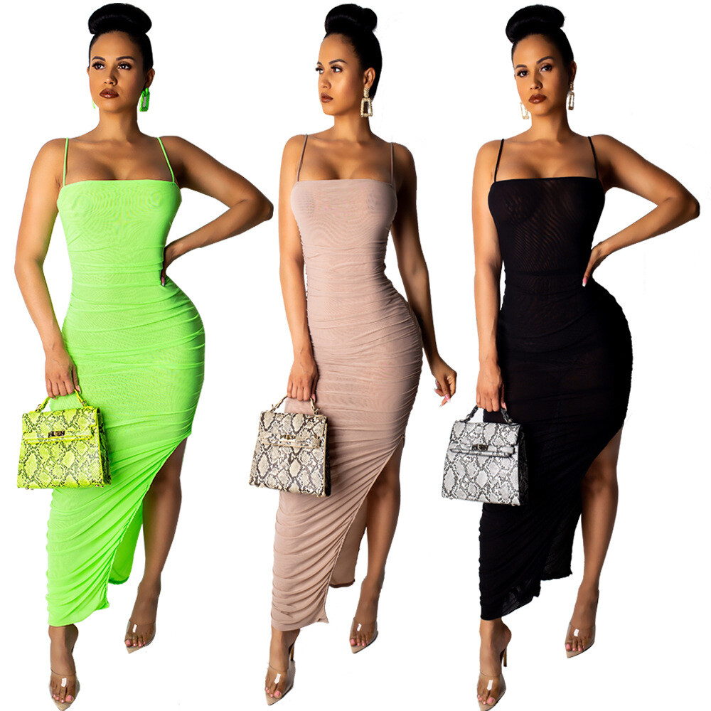 high slit bodycon dress