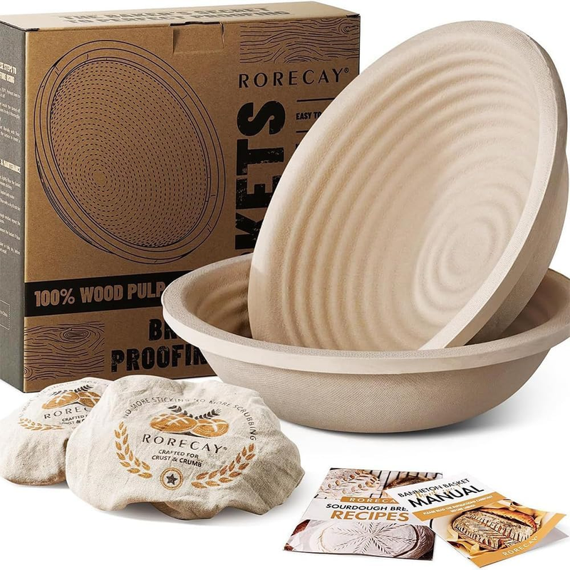 Bread Proofing Basket 9-Inch round Sourdough with Linen Liner