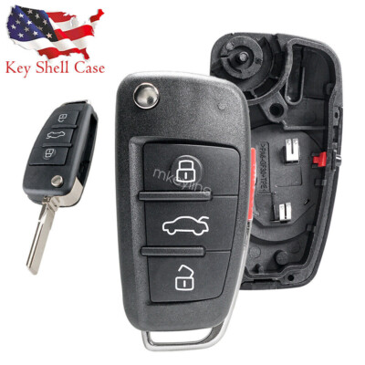 Flip Remote Key Fob Case Shell for Audi A3 A4 A6 A8 TT Q7 3+1 Button IYZ 3314