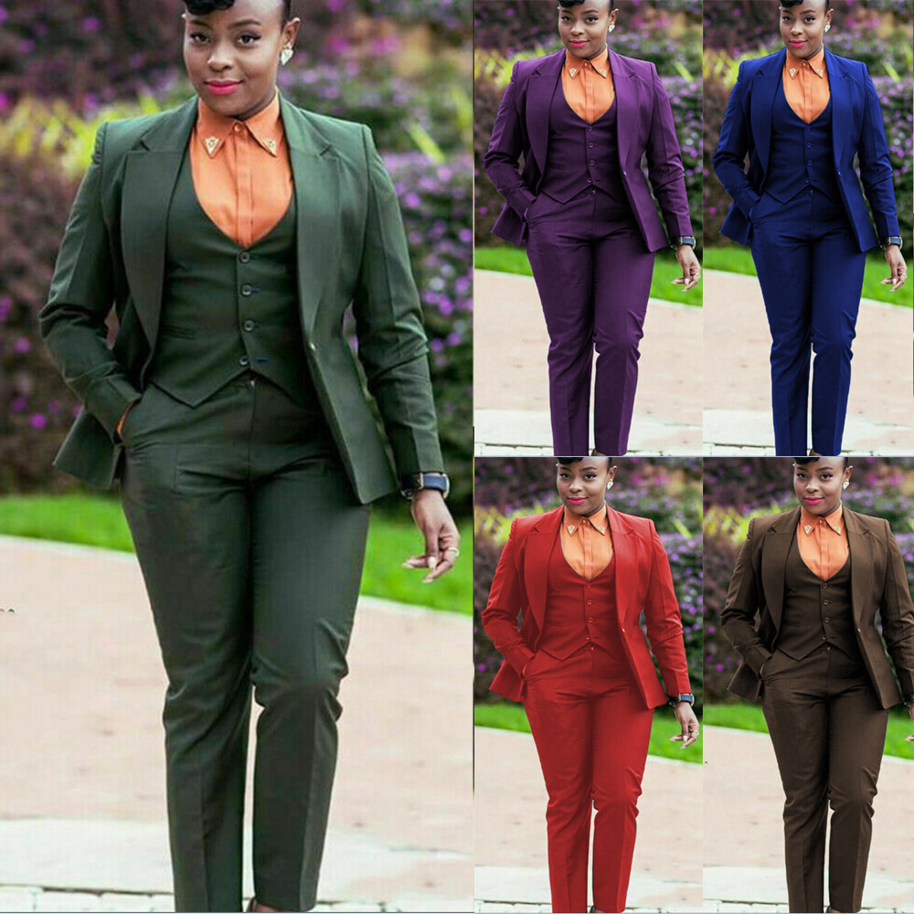 Plus Size African Women Suits 3 Pcs Ladies Office Work Party Wear Formal  Outfit | eBay
