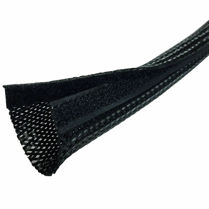 Side Entry Cable Wrap Braided Sleeving with Hook & Loop