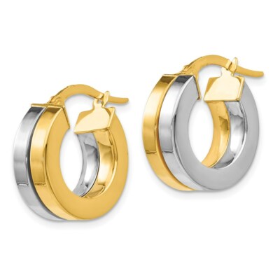 Pre-owned Superdealsforeverything Real 14kt Two-tone Polished Hoop Earrings