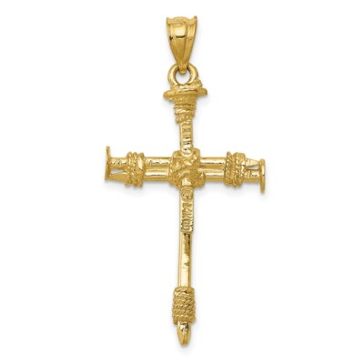 Pre-owned Skyjewelers Real 14kt Yellow Gold Polished Nail Cross Pendant