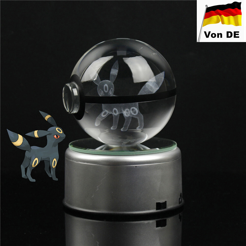 50mm Umbreon Pokemon Pokeball 3D LED Kristall Ball Nachtlicht Lampe Haus Dekor