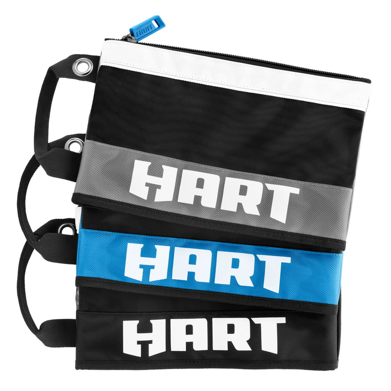 3-Piece 12-Inch Mesh Zipper Pouches, 1680-Denier Material, Black, Blue, Gray