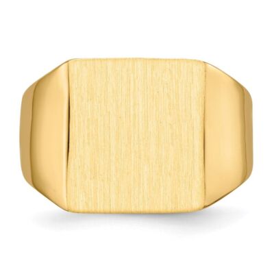 Pre-owned Diamond2deal 14k Yellow Gold 13.0x12.0mm Closed Back Mens Signet Ring