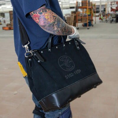 Klein Tools 510216SPBLK Deluxe Black Canvas Tool Bag, 16