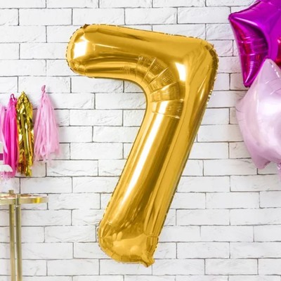 Gold Personalised Number SEVEN 7 Foil Balloon | 7th 70th Birthday Decorations