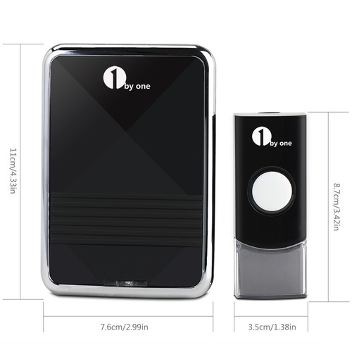 1byone Wireless Battery Digital DoorBell 36 Chime Waterproof Button LED Driveway