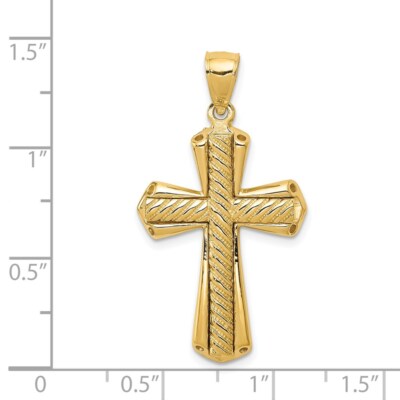 Pre-owned Superdealsforeverything Real 14kt Yellow Gold Twisted Cross Pendant