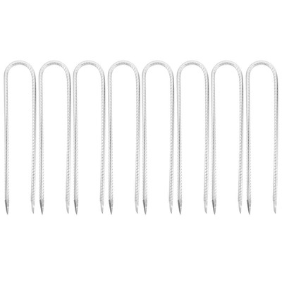 8pcs Landscape Stakes Metal U-Shaped Stakes Grass Anchoring Fabric Fixing Stakes