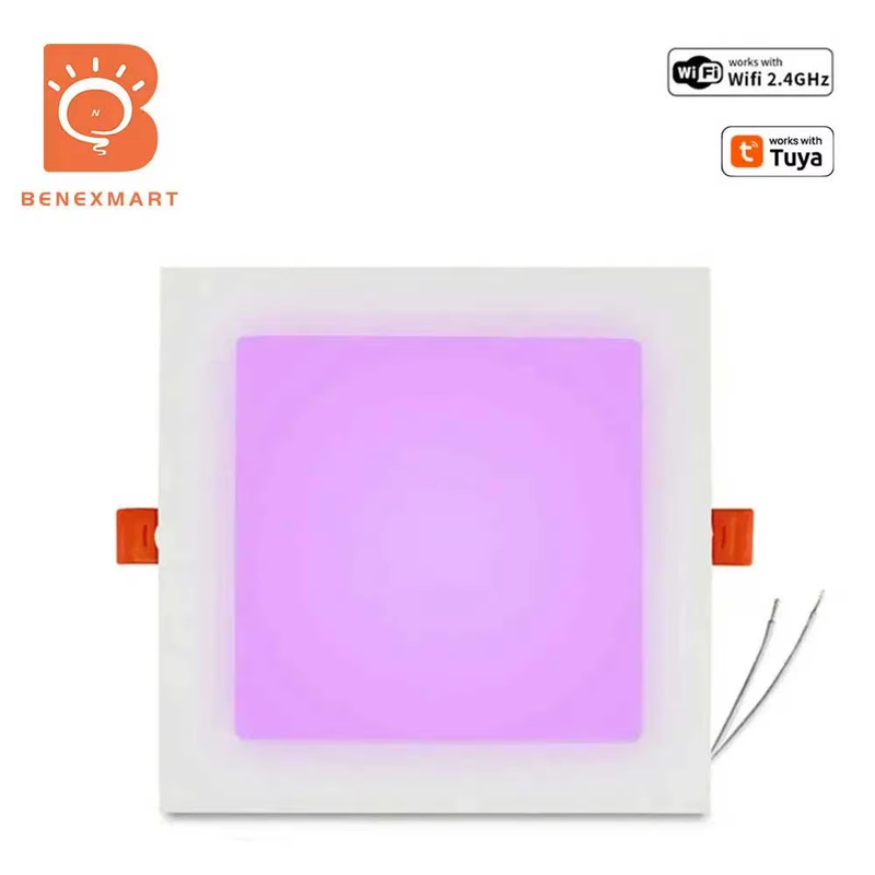 Tuya WiFi 10W Led Smart Downlight RGBCW Recessed Ceiling Light with Square Panel