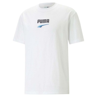 

Футболка Puma Downtown Logo с круглым вырезом и короткими рукавами, мужские повседневные топы размера  53824, Белый, Puma Downtown Logo Crew Neck Short Sleeve T-Shirt