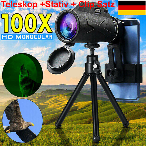 Monokular 80x100 HD Teleskop Tragbar Feldstecher Fernrohr für Vogelbeobachtung