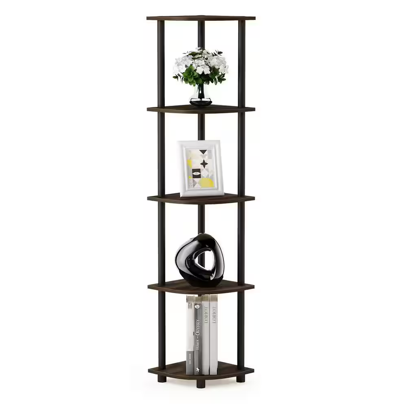 Corner Shelf Stand 5-Tier Display Rack Multipurpose Shelving Black/Dark Cherry